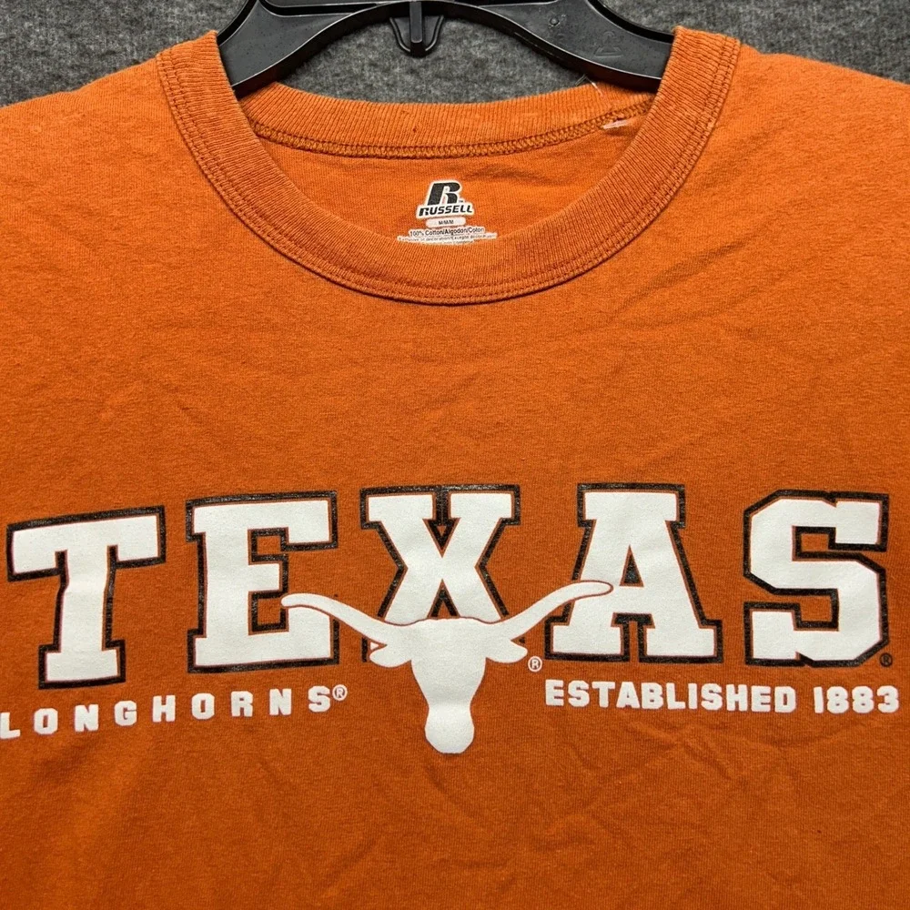 Texas Longhorns Russell Athletic Orange T Shirt‎ Mens Medium Established 1883